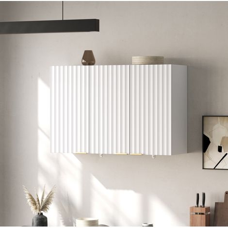 Mueble mural de almacenamiento 90x29x60 cm con 3 puertas, ahorro de espacio para cocina o lavandería, MDF - blanco (1/5)