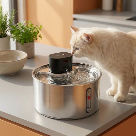Fontana Acqua per Gatti e Cani 3,2L, Sensore Infrarossi Automatico, Batteria 5000mAh Autonomia 45–60 Giorni, Silenziosa, Sistema di Filtrazione Multipla, Touch Screen (1/5)
