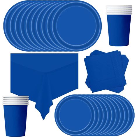 69 Pièces Vaisselle Jetable Anniversaire Bleu foncé,Assiette Carton Papier Tasses Serviettes Nappe pour Fête de Noël,Vaisselle de Fête Enfants,Barbecue Les Fêtes Les Pique-niques(16 Invités) (1/5)