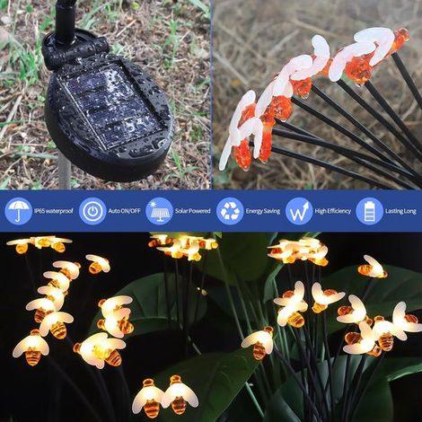 Ensemble de 2 lampes solaires de jardin - Éclairage de jardin solaire - Éclairage extérieur - Design luciole - IP65 - Lumière chaude - Éclairage en PVC à lumière chaude (1/5)