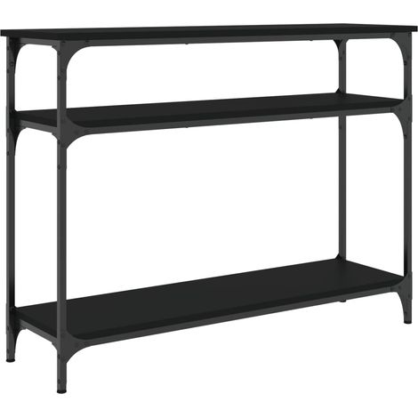Práctica mesa auxiliar consola con estantes de almacenamiento 100 x 29 x 75 cm madera contrachapada y metal negro DEC032064 (1/5)