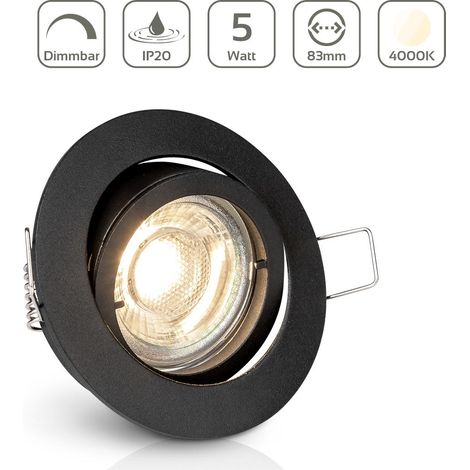 Einbauspot IP20 rund schwenkbar Bajonettverschluss - Farbe: Schwarz - LED Leuchtmittel: GU10 5W neutralweiß dimmbar (1/5)
