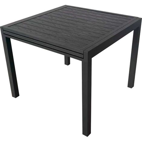 Tavolo rettangolare allungabile in alluminio con piano effetto legno 90/180x90 h. 75 cm colore antracite