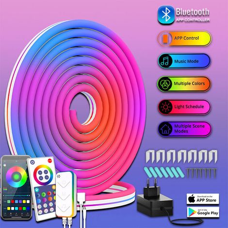 Striscia LED Neon Bluetooth Symphony RGBIC da 12 V (3 metri, 252 luci) Striscia LED Neon, striscia LED RGBIC con controllo tramite app WiFi, compatibile con app, per camera da letto, soggiorno, bagno, (1/4)