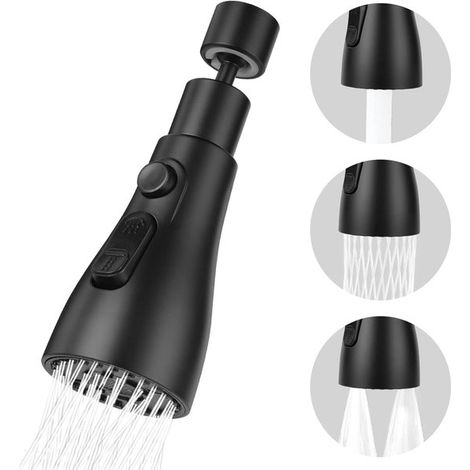 Cabezal de ducha de cocina, cabezal de grifo giratorio de 360 grados, 3 modos de rociado, adaptador de grifo giratorio universal, color plateado (1/5)
