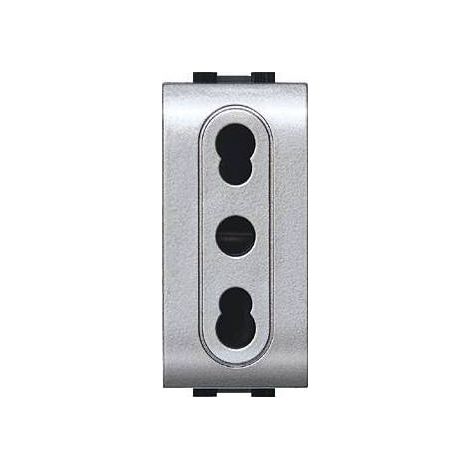 12 x LIFE 4045 TEC PRESA BIPASSO 10/16A ARGENTO SATINAT