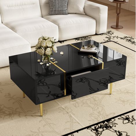 Tisch Wohnzimmertisch Aufbewahrung 100 cm MDF HAVRYA (1/5)