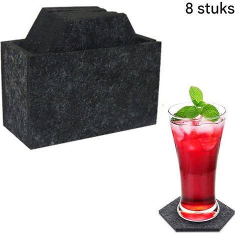 longziming - Sous-verres Feutrés Hexagonaux – 8 Pièces – Protège les Meubles Contre les Rayures – Résistant à la Chaleur – Doux et Élégant – Facile à Nettoyer (1/5)