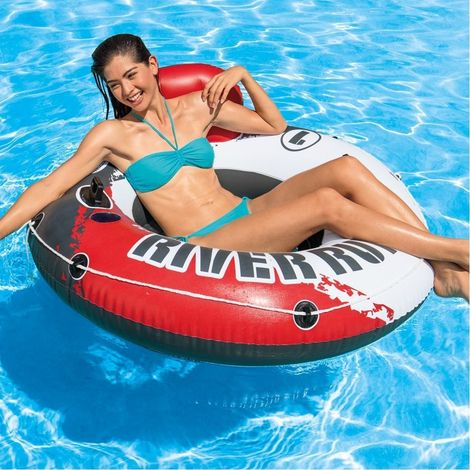 TRADE SHOP - Ciambella Poltrona Gonfiabile 135 Cm Schienale Con Rete E Portabibite Rosso - (1/3)