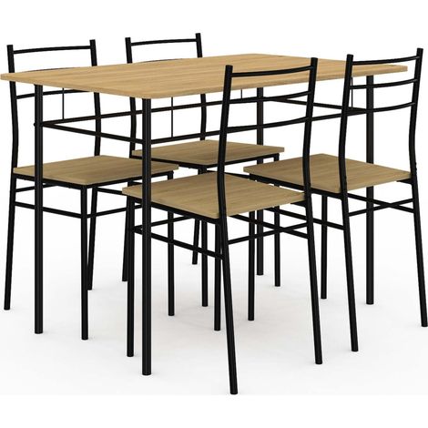 Idmarket – Ensemble table à manger 4 personnes – 4 chaises bois et métal noir – Dimensions table 110x70x76cm – Design industriel moderne