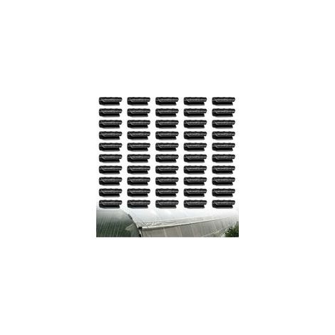 50 Stück Schlauchschellen für Gartenhäuser, Kunststoffclips für Gewächshausfolien, Schlauchklemm-Set, für Gewächshausbannerrahmen, Unterstände, Schwarz, 19 mm (1/5)