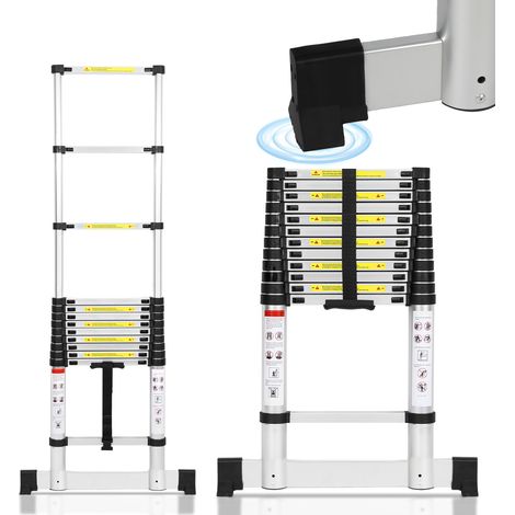 Jiubiaz Scala a libretto telescopica 5m con stabilizzatore, multifunzione, 150kg