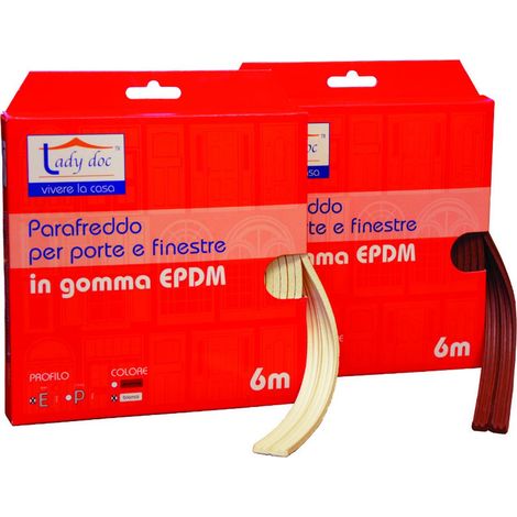 Parafreddo in gomma profilo e - - Specifiche: mm 9h rotolo da mt 6 - Colore: Marrone - 6 pz