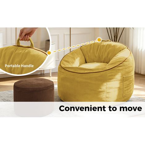 Fauteuil poire ergonomique incurvé avec poche de rangement amovible et pouf cylindrique assorti pour un confort domestique moderne (1/5)