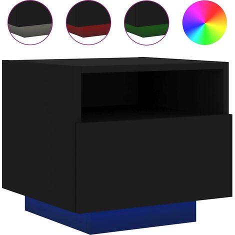 Maison Exclusive - Mesita de noche con luces LED negro 40x39x37 c