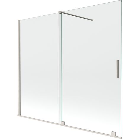 Mexen Velar mampara de ducha 2 alas correderas 180 x 150 cm, transparente, níquel cepillado - 896-180-000-01-97 (1/5)
