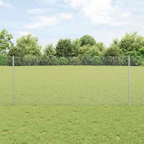 Zaun mit Pfosten Silber 1 x 10 m Stahl