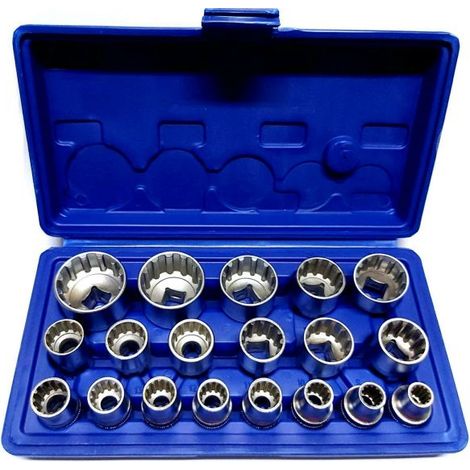 SET 19 CHIAVI A BUSSOLA DA 1/2" MILLERIGHE  SCANALATO 8-32mm cromo vanadium (1/4)
