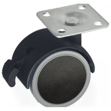 Ruota pivotante con freno diametro 40 nera