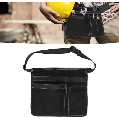 Werkzeugtasche mit einseitiger Gürtelbefestigung, Werkzeugaufbewahrungstasche, strapazierfähiges Oxford-Gewebe, verstellbare Werkzeugtragetasche, schwarz. (1/5)