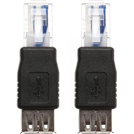 [JAMAIS UTILISÉ]2 USB Type A Femelle vers Ethernet Internet RJ45 Mâle Connecteur Convertisseur (1/4)