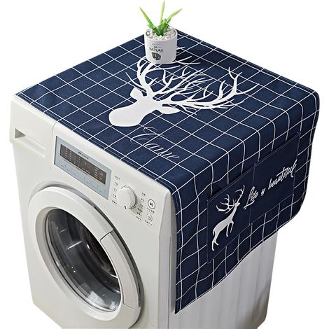 Fridge Cover, Washing Machine Dust Cover, Refrigerator Dust Cover, Protege Washing Machine, Washing Machine Cover, with Storage Pockets (21.7x55 inch)