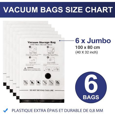 Sac Rangement Lot de 6 100x80cm Housse Sous Vide RéUtilisable Rangement Convient à Tous Les Aspirateurs Courants (1/5)