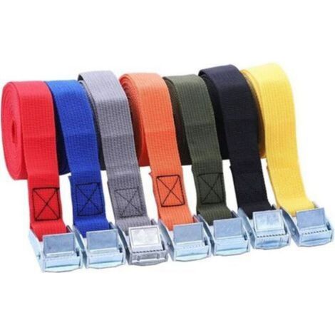 Sangle a cliquet Lot de 6, Sangle Bagage polypropylène, Sangles d'arrimage, Utilisé pour Voiture, Moto, Kayak, reglable, Frottement (1/4)