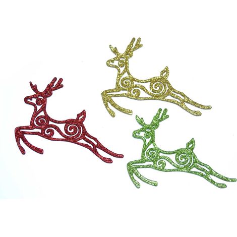3Pcs Glitter Reindeer Christmas Tree Decoration Xmas Party Hanging Ornament (1/4)
