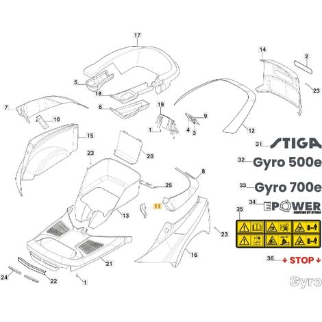 ORIGINAL STIGA Traktor-Befestigungsabdeckung links 337110400/0