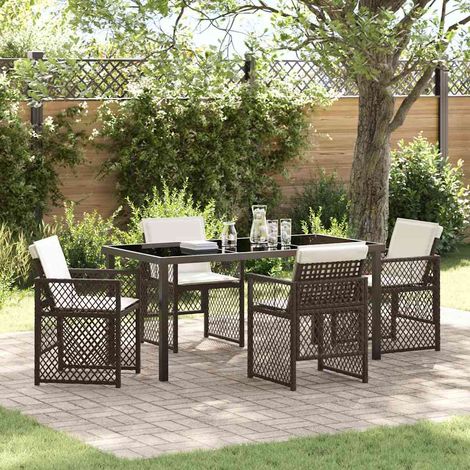 Set da Pranzo per Giardino 5 pcs Marrone polyrattan vidaXL