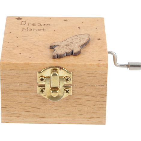 Spieluhr aus Buchenholz, Geschenk für Schüler, handbetriebene Spieluhr mit hochpräzisem Mechanismus (Rakete) (1/5)
