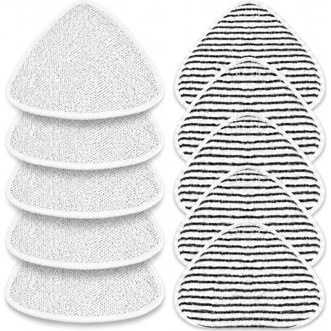 CCYKXALot de 10 (5 Chenille + 5 Rayées), Pads Microfibres Lavables 31×22 cm – Housses Durables pour Balai Vapeur & Nettoyage des Sols (1/5)