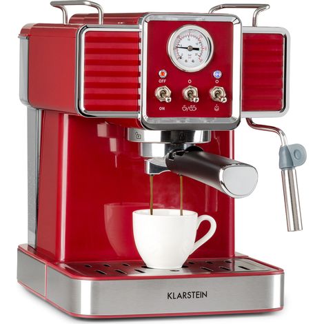 Klarstein Cafetera Gusto Classico 1350 vatios 20 bares de presión Depósito de agua: 1,5 litros