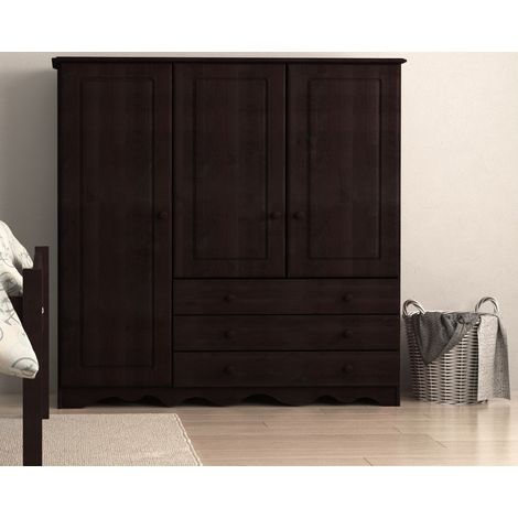 Minik-Armoire à linge 3 portes 3 tiroirs Havane (1/2)