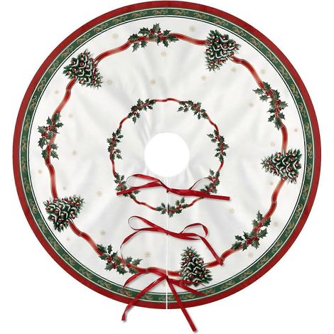 Tapis de sapin de Noël, jupe de sapin blanche et verte à motifs de sapin de Noël, tapis de pied de sapin pour décoration de Noël et du Nouvel An, jupe de sapin pour la maison - 10 (1/4)