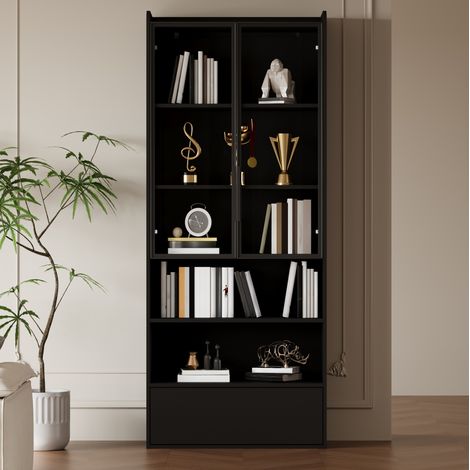 Mobile soggiorno con cassetto e LED in MDF 80x34x180 cm OKMYHOME (1/5)