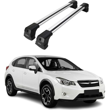 OMAC Dachträger Querträger kompatibel mit Subaru XV I 2012-2017 – 2 Stangen – Abschließbar – Aluminium Silber (1/5)