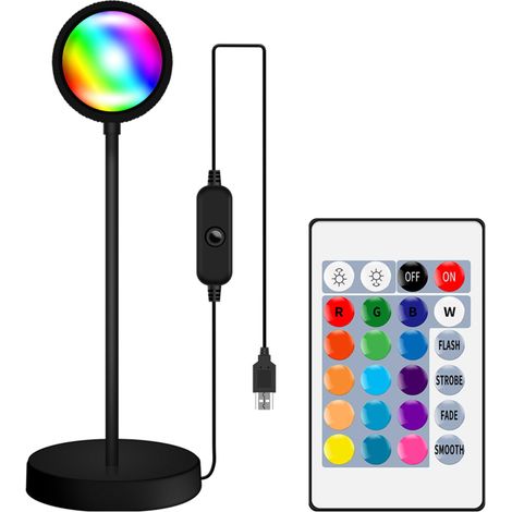 Sunset 360° verstellbare RGB-Stimmungslampe, LED-Lichtprojektion mit Fernbedienung (USB)