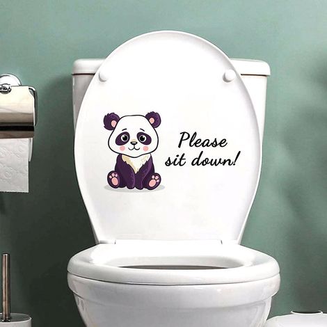 2pcs Autocollants Le Signe Du Panda En Anglais, Sticker Mural Drle Pour Wc, Salle De Bain, Cuisine, Pvc (1/5)