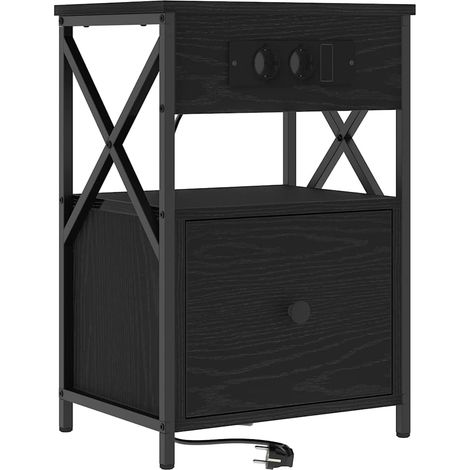 Maison Exclusive - Armadio da Notte Rovere Nero 40 x 31 x 60 cm Legno multistrato