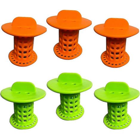 Bonde de sol pour salle de bain, 6 tuyaux d'évacuation pour douche, bouchon de vidange, pour salle de bain, toilettes, cuisine, balcon (vert + orange) (1/5)