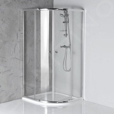 Aqualine – Cabine de douche quart de rond 90x90 cm – Verre clair de sécurité 4 mm – Ouverture coulissante – Chrome – HLS900Y (1/5)
