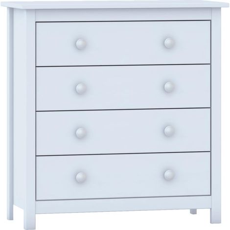 CÃ³moda 4  cajones , pino macizo, Moblit, serie Alme blanco, medidas: (78,5x75x35) cm ( altoxanchoxfondo), color blanco lavado.
