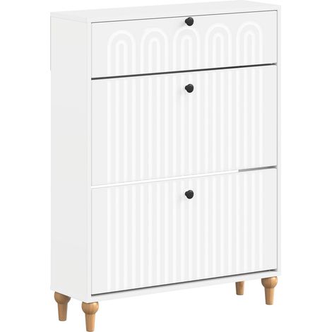 Schuhschrank ALKMAAR 78 x 24 x 103 cm Holzwerkstoff Weiß vidaXL (1/5)