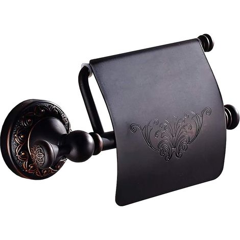Toilettenpapierhalter aus Bronze, Toilettenpapierhalter aus ölgegerbtem Bronze mit Deckel für das Badezimmer
