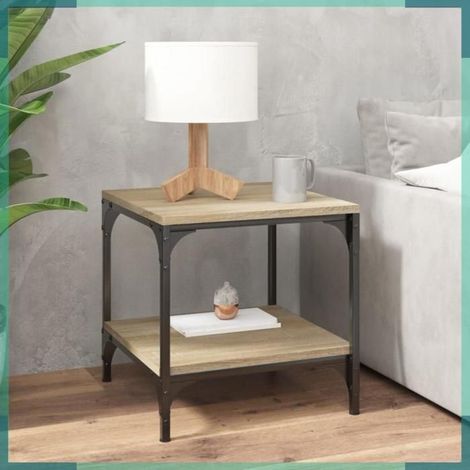 Tables d'appoint - 819380 - Chêne sonoma - 40 x 40 x 40 cm - Bois d'ingénierie et acier (1/5)