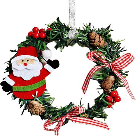 Couronne Décoration de Noël Couronne d'automne Mini Guirlande de Noël Artificielles Fait à Main, Couronne de Fleurs Idéal Déco Noël pour Votre Porte, Mur ou Fenêtre, Cheminée Murale (1/5)
