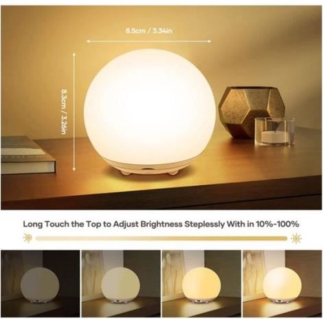 Veilleuse Enfant,Lampe de Chevet Rechargeable USB,Veilleuse Bébé avec Lumière Chaude Dimmable Progressive&Lumière 7 Couleurs, (1/4)