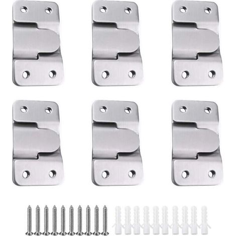 6 Paires [12 pack] Support de Montage Dissimulé Embarqué Interverrouillage Pendaison Boucle Quincaillerie Murale en Acier Inoxydable pour Accrocher la Photo Miroir Cadre Dosseret Meubles (1/5)